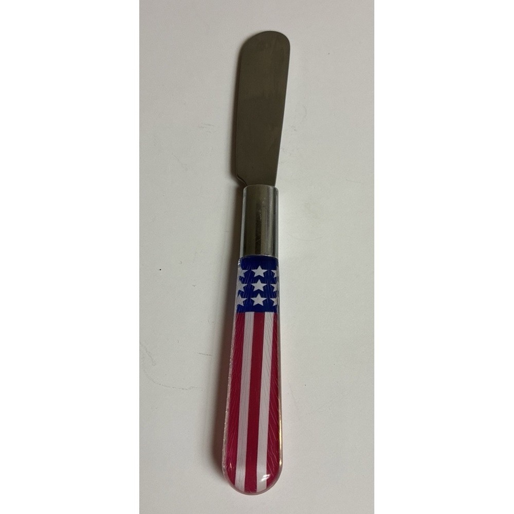 Spreader‎ Butter Dip Plastic USA Flag Handle Stainless Steel Patriotic*flaw